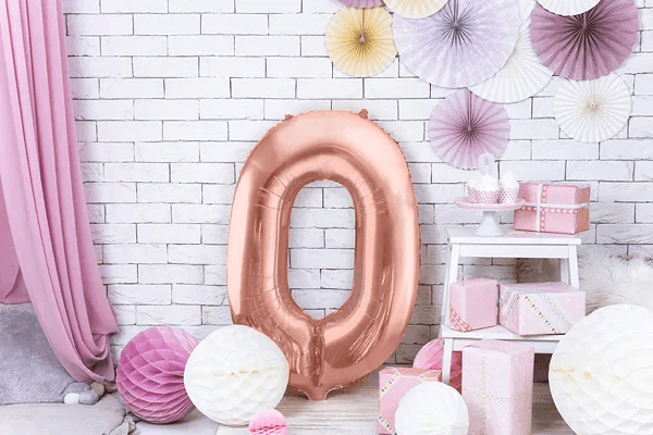Produktbild Folienballon Ziffer ''0'', 86cm, roségold 3 von 3