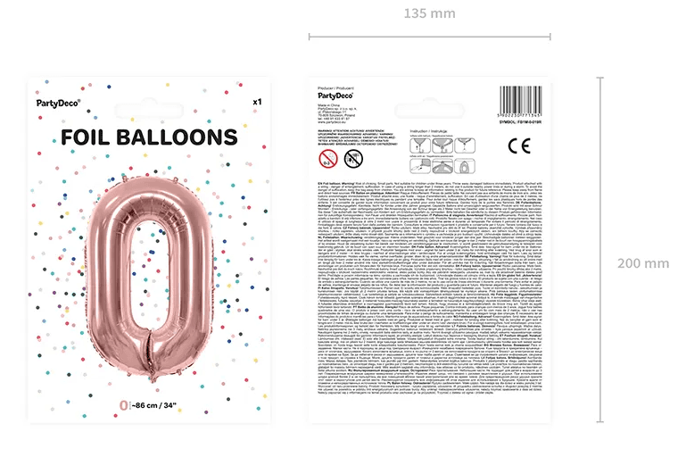 Produktbild Folienballon Ziffer ''0'', 86cm, roségold 2 von 3