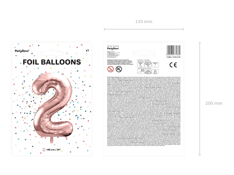 Produktbild Folienballon Ziffer ''2'', 86cm, roségold 2 von 3