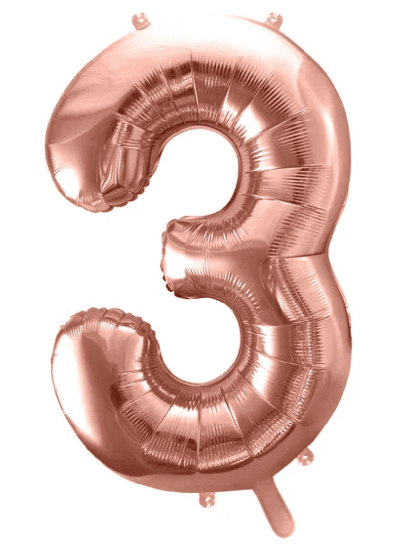Folienballon Ziffer ''3'', 86cm, roségold