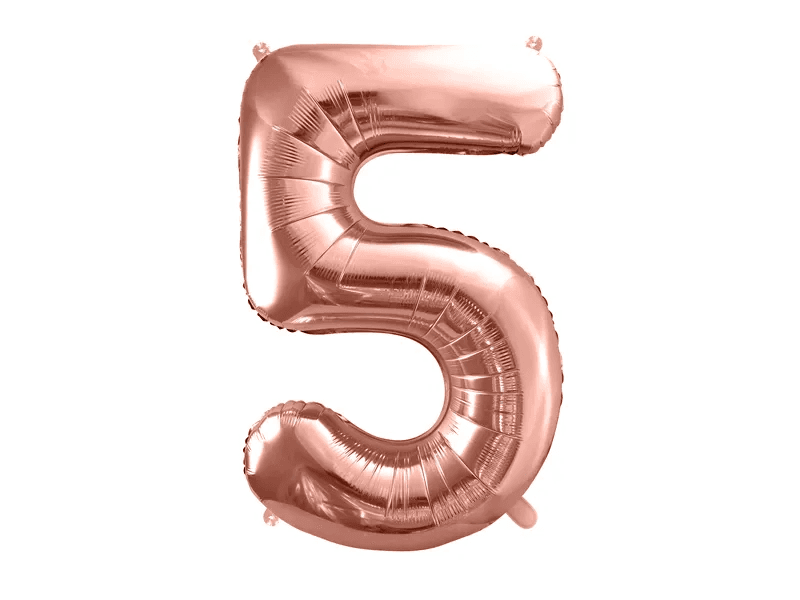 Folienballon Ziffer ''5'', 86cm, roségold