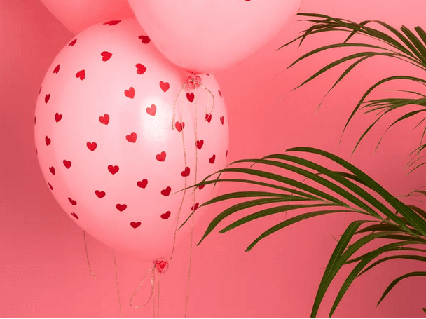 PartyDeco Latexballons Herzen rosa-rot 30 cm 6 Stück