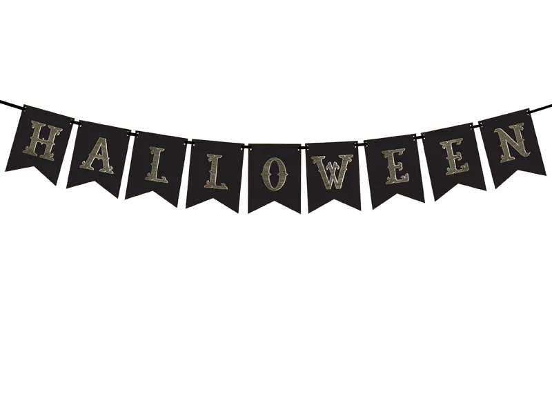 PartyDeco Halloween Banner schwarz-gold, ca. 20 x 175 cm