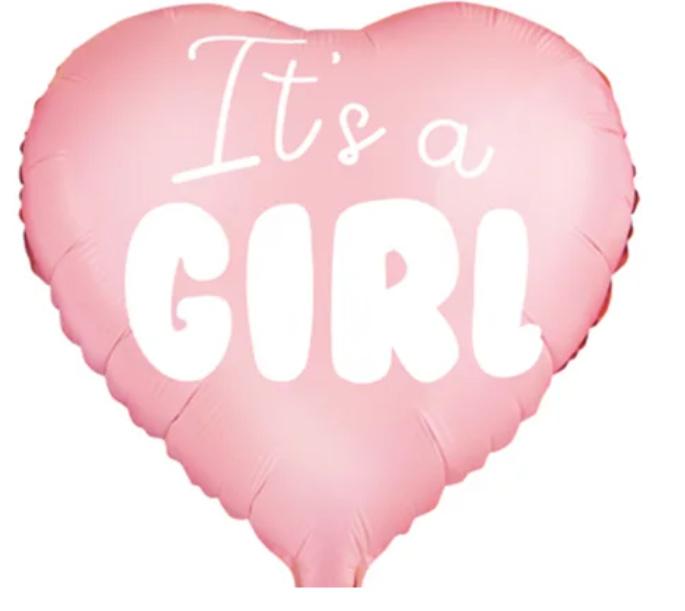 Herzballon Ist a Girl Rosa Folie ø48cm
