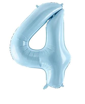 Folienballon Ziffer''4'', 86cm, hellblau