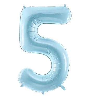 Folienballon Ziffer''5'', 86cm, hellblau