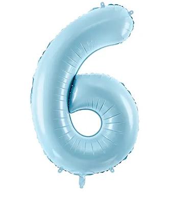 Folienballon Ziffer''6'', 86cm, hellblau