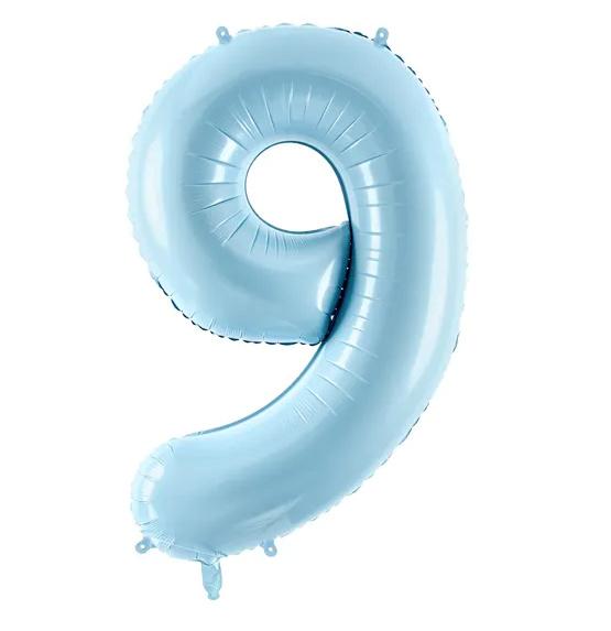 Folienballon Ziffer''9'', 86cm, hellblau