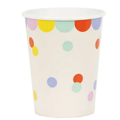 PartyDeco Pappbecher Konfetti beige 220 ml