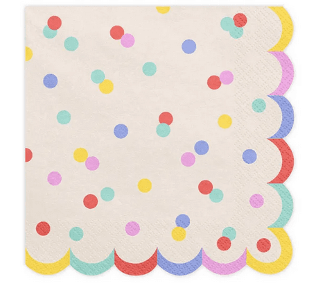 PartyDeco Konfetti-Servietten mit Wellenrand, 33 x 33 cm, 20 Stück