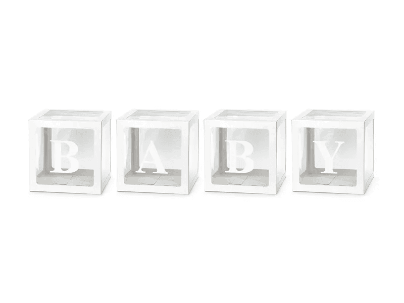 Boxen für Luftballons BABY, 30x30 cm, weiß