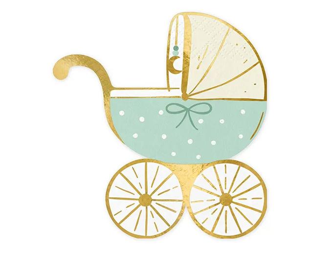 Papierservietten Kinderwagen, tiffany blue, 14x15 cm, 20 Stk.