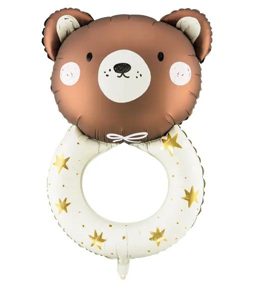 Folienballon Teddybär Rassel, 61x88 cm, Mix