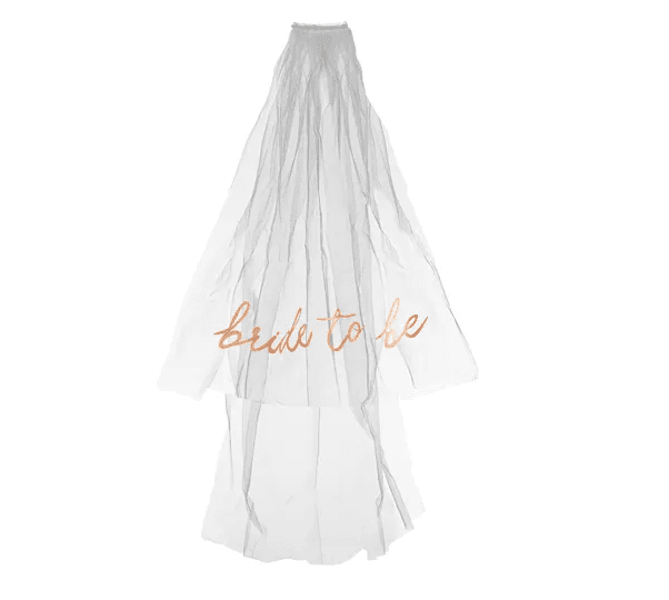 PartyDeco Bride to Be Schleier mit Haarreif, weiß-roségold, 63 cm