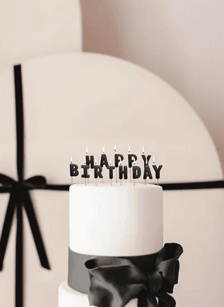 PartyDeco Happy Birthday Buchstabenkerzen schwarz 2,5 cm 13 Stück