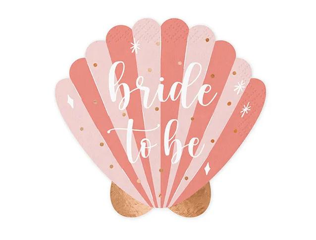 Papierservietten Muschel Bride to be, Rosa, 13.5x13 cm, 20 Stk.