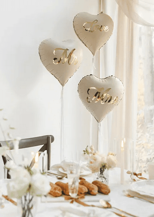Folienballon Herz Love, beige-gold, 35 cm
