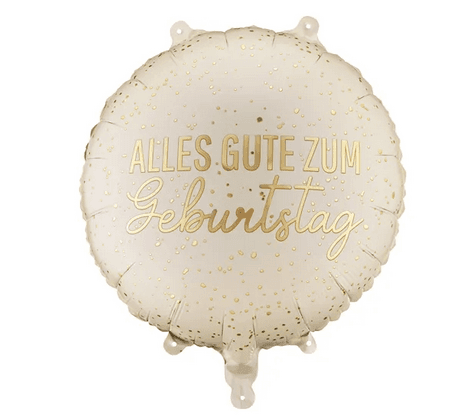 Folienballon Happy Birthday, beige-gold, 35 x 35 cm