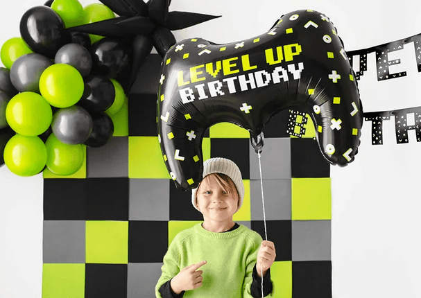 Folienballon Gamepad Level Up Birthday, 60 x 45 cm