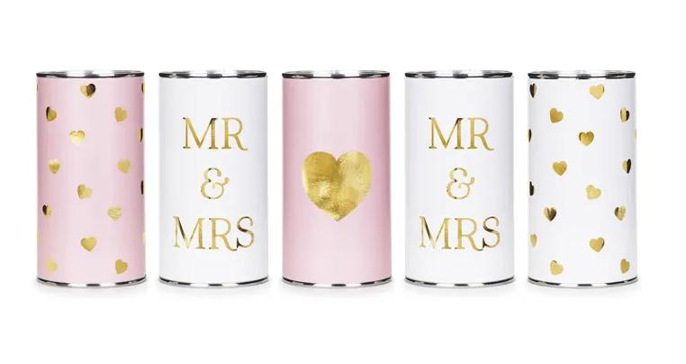 Hochzeitsdosen Mr&Mrs, 14x7 cm, 5 Stk.