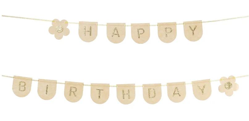 Filzbanner, Happy Birthday, rosa, 3 m