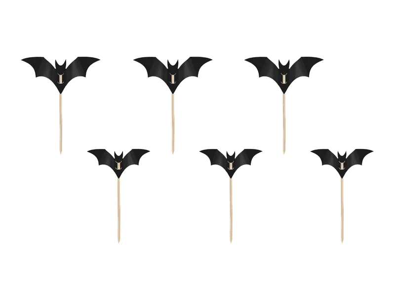 Halloween Muffin-Dekoration – Schwarze Fledermäuse, 6 Stück
