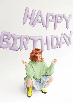 PartyDeco Folienballon Happy Birthday Schriftzug lila 340 x 35 cm