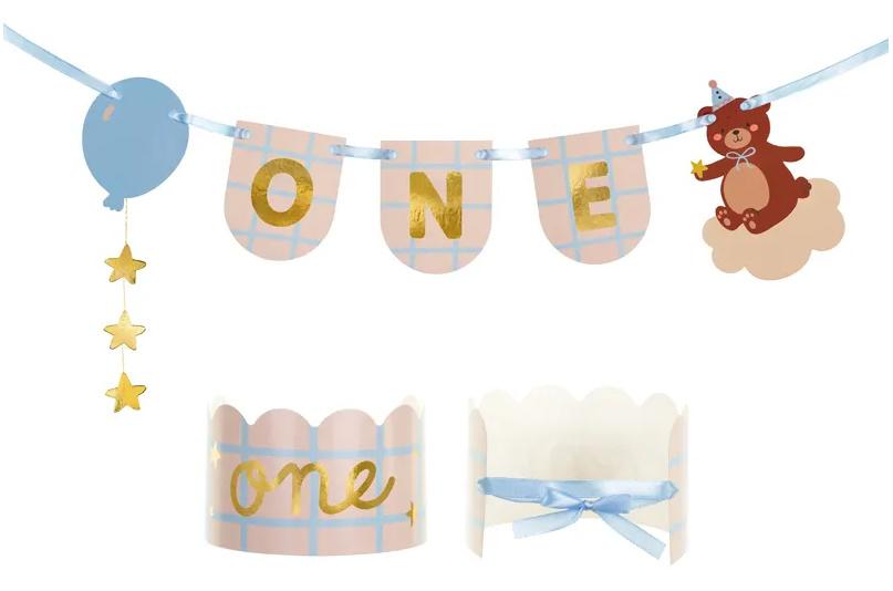 Stuhlbanner und Krone Teddybär, 50x20.5 cm, mix