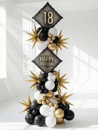 Folienballon 18. Geburtstag, schwarz-gold, 46 x 46 cm