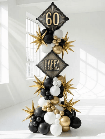 Folienballon 60. Geburtstag, schwarz-gold, 46 x 46 cm