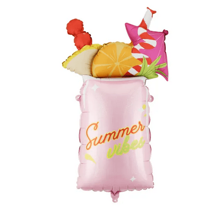 Folienballon Cocktail Summer Vibes, rosa, 47 x 79 cm