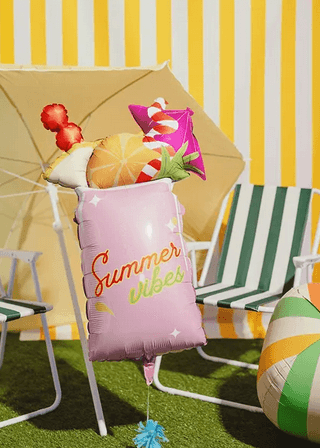 Folienballon Cocktail Summer Vibes, rosa, 47 x 79 cm