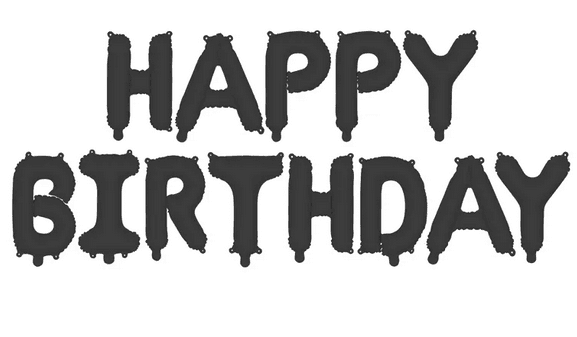 Folienballon-Schriftzug Happy Birthday, schwarz, 340 x 35 cm