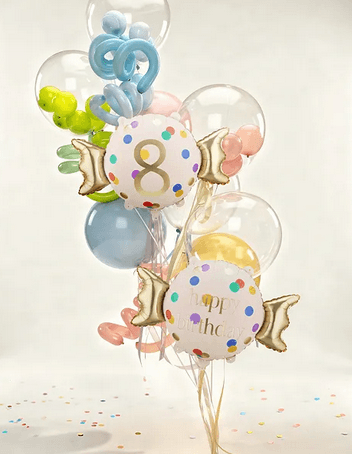 Folienballon Bonbon Happy Birthday, beige-gold, 61 x 37 cm