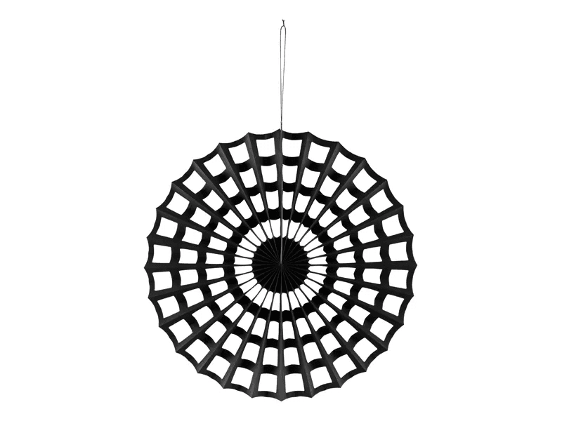 PartyDeco Dekofächer Spinnennetz aus Papier, schwarz, ca. 50 cm