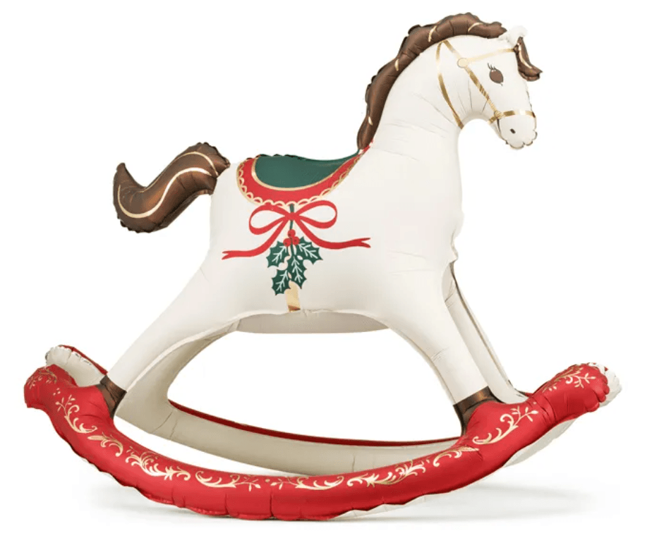 PartyDeco Folienballon Weihnachtliches Schaukelpferd, 118x104 cm, Mix