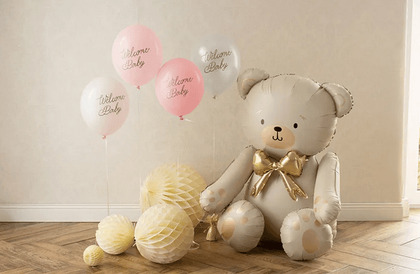 PartyDeco Latexballons Welcome Baby rosa-weiß 30 cm 6 Stück