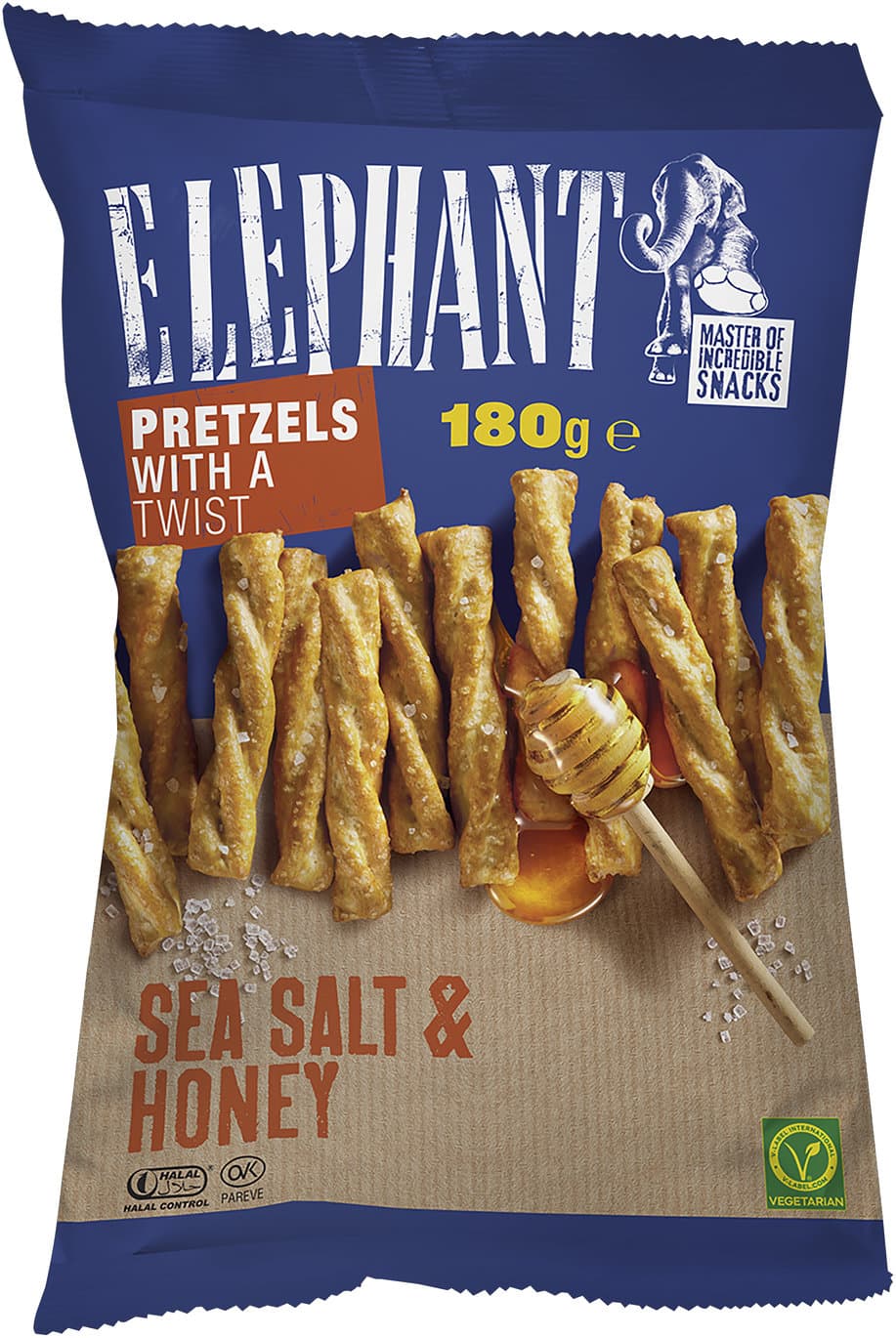 ELEPHANT Gedrehtes Laugengebäck mit Honig und Meersalz