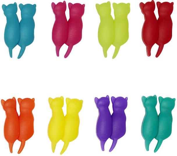Kikkerland Glasmarkierer 8er Set Regenbogen-Katzen