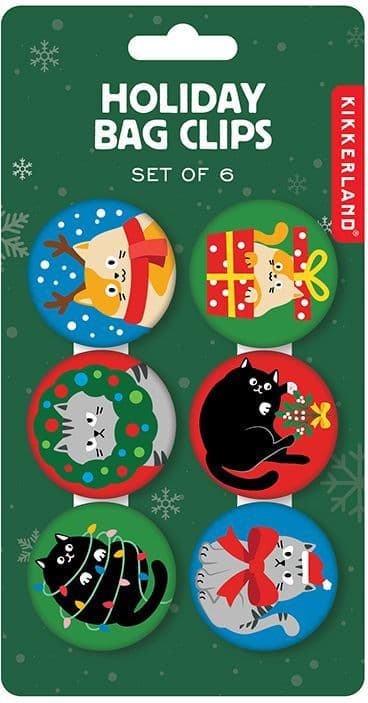 Kikkerland Beutelclips Christmas Cats