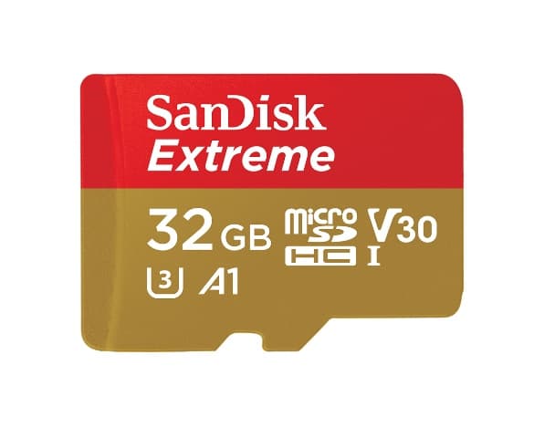 Produktbild SANDISK microSDHC Extreme 32GB (A1/ V30/ U3/ UHS-I/ Cl.10/ R100/ W60)+Ad."Act.Cam" 2 von 2