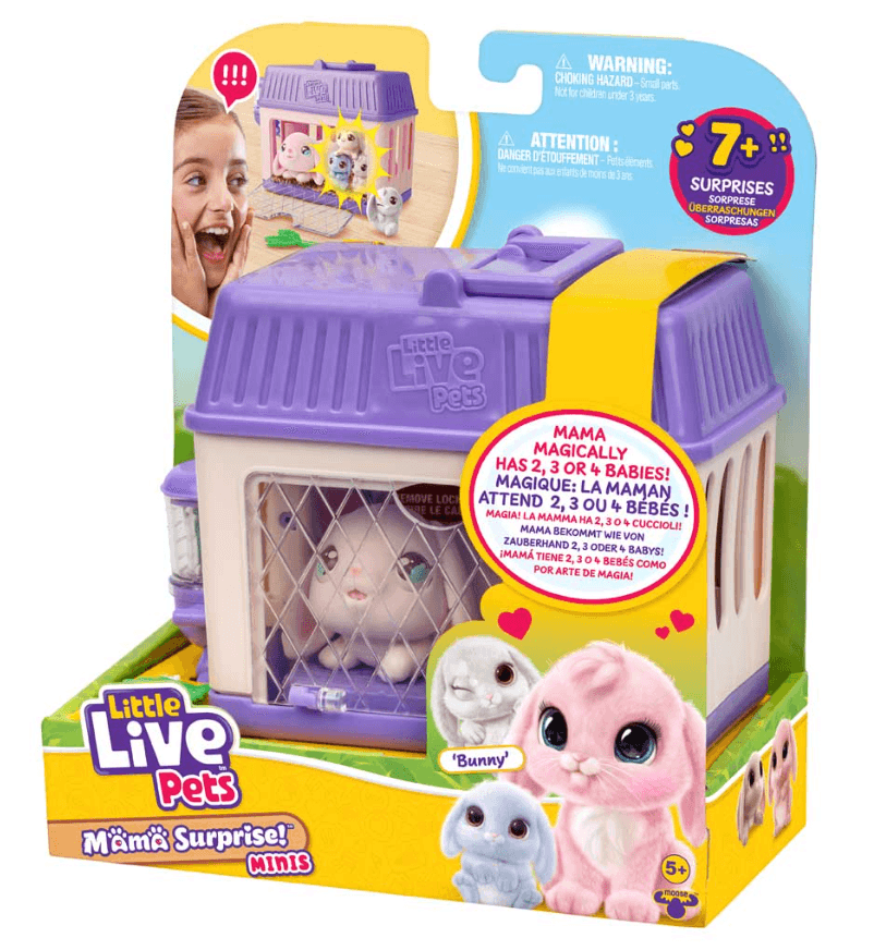 Little Live Pets: Mama Surprise S4 Mini Playset - Bunny, Interaktive Mini-Mama mit 4 Babys