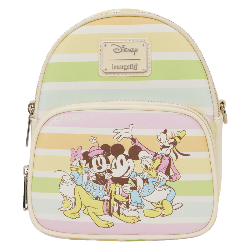 Loungefly Disney Mickey & Friends Rainbow Stripes Convertible Mini Backpack & Crossbody Bag – WDBK1271