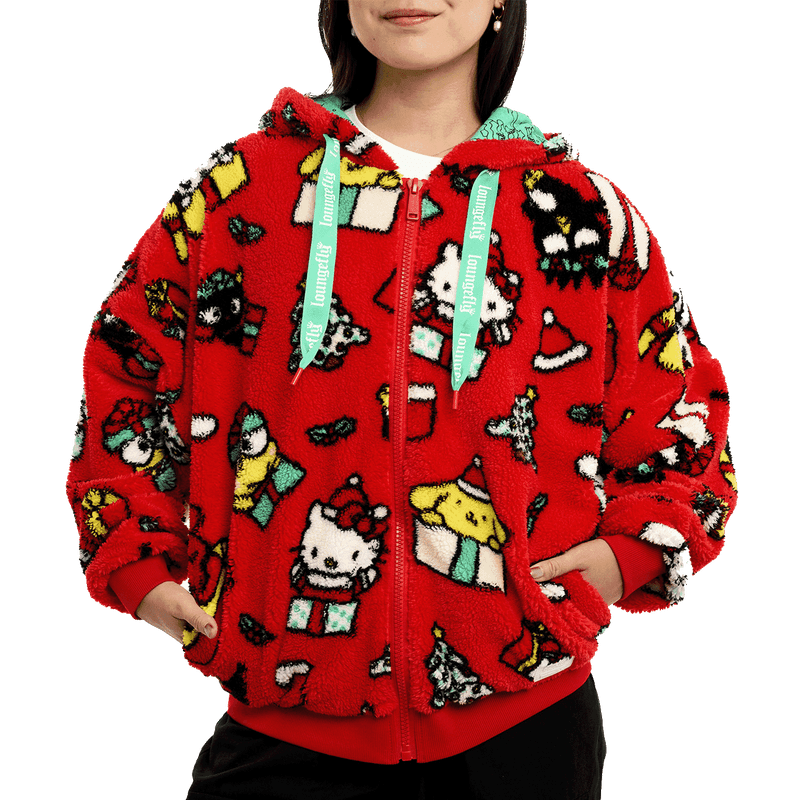 Loungefly Sanrio Hello Kitty & Friends Holiday Sherpa Zip Up Unisex Hoodie XL