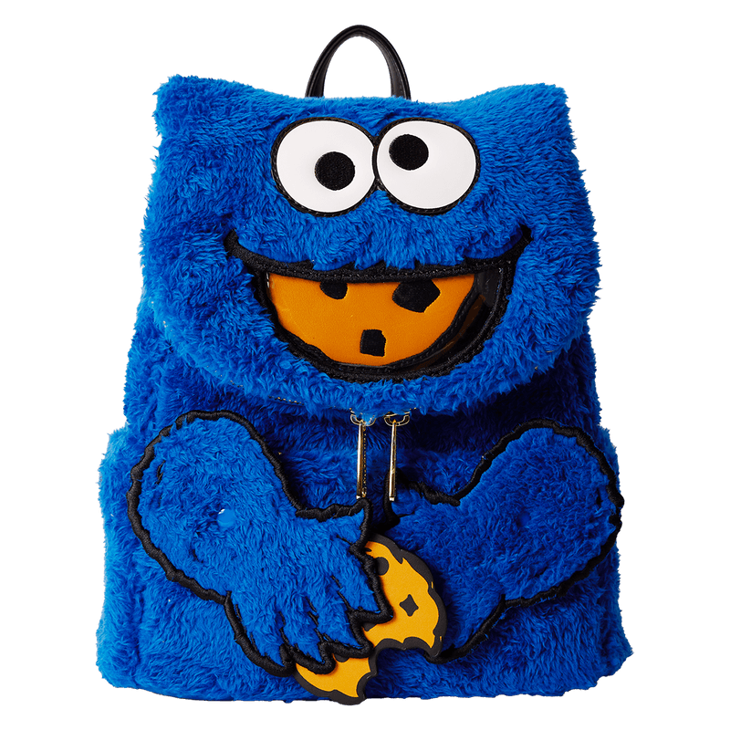 Loungefly Sesame Street Cookie Monster Plush Cosplay Mini Backpack With Coin Bag