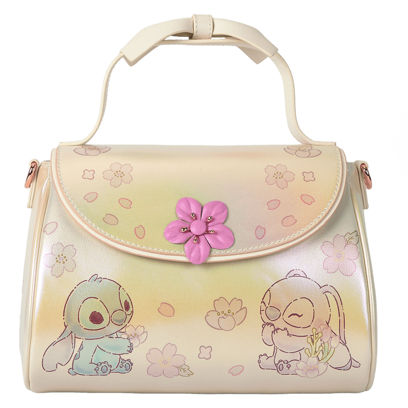 Loungefly Disney Stitch & Angel Cherry Blossom Bow Handle Crossbody Bag