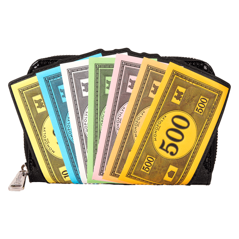 Loungefly Monopoly 90th Anniversary Money Glitter Zip Around Wallet