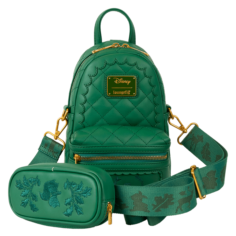 Loungefly Disney Bambi Quilted Texture Convertible Sling Crossbody Bag with Coin Bag