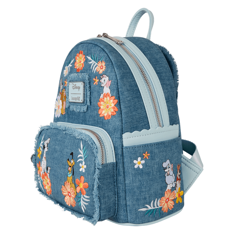 Produktbild Loungefly Disney Dogs & Cats Floral Faux Denim Fringe Mini Backpack  4 von 4