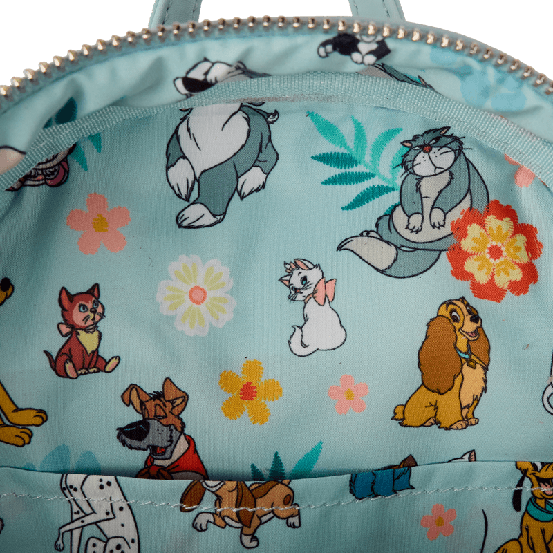 Produktbild Loungefly Disney Dogs & Cats Floral Faux Denim Fringe Mini Backpack  2 von 4